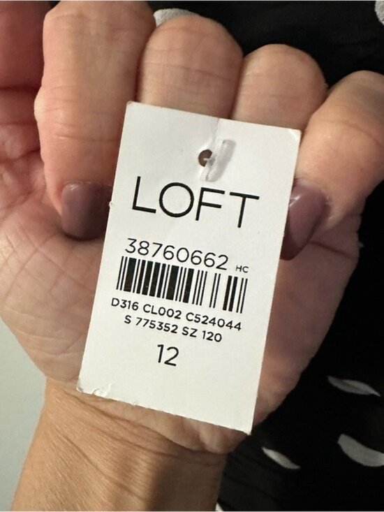 LOFT Polka Dot Midi Dress Black White Ruched Tiered Size 12 Coquette - Picture 8 of 12